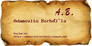 Adamovits Borbála névjegykártya
